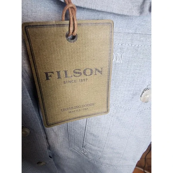 Filson Womens Twin Lakes Sport Shirt Blue Stone Long Sleeve Ventilated  M - Picture 9 of 10